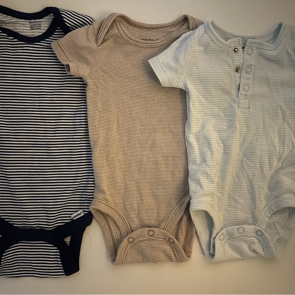 Set of three- stripped infant baby body suits